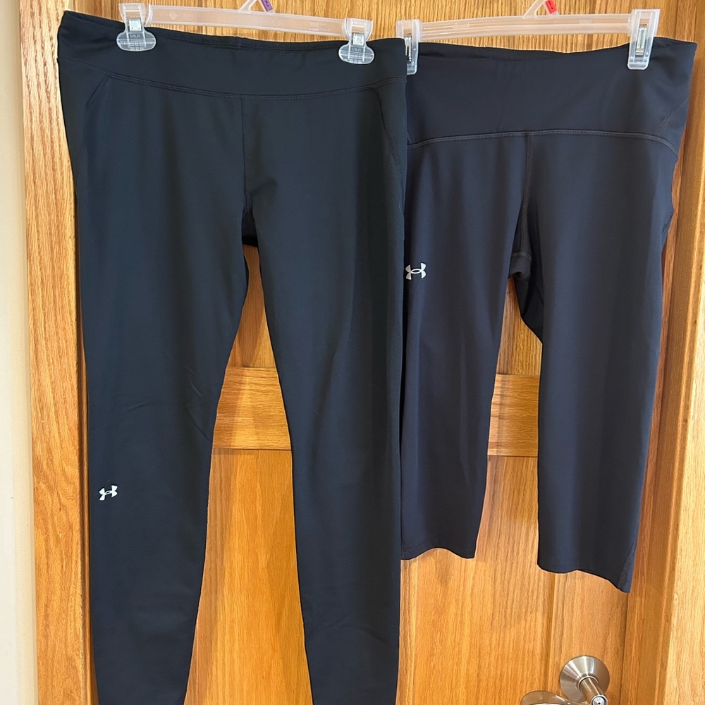 Bundle of 2 Pairs of Black Under Armour Leggings L
